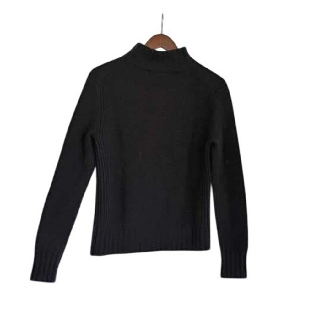 J.Crew Womens Merino Wool Alpaca Blend Mock Neck Turtleneck Sweater Black Small